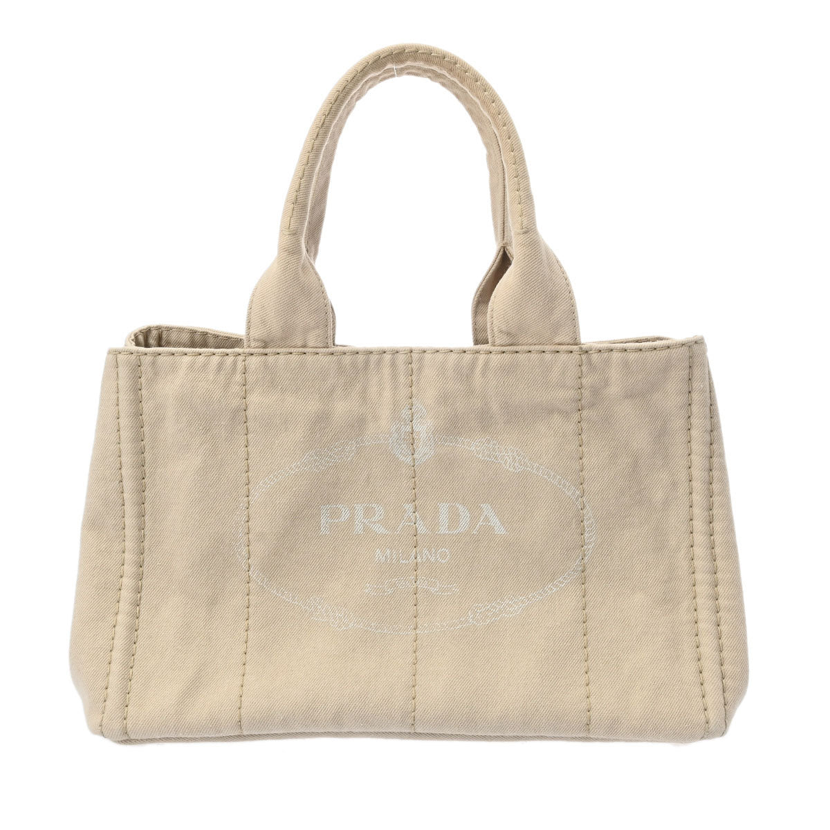 PRADA プラダ カナパトート ベージュ B1877B レディース デニム トートバッグ Bランク 中古 