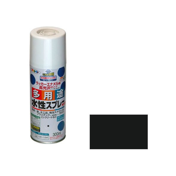 アサヒペン 水性多用途スプレー 300ml ツヤ消し 黒 FC016NS