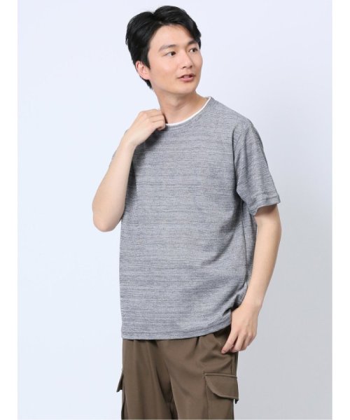 杢リップル フェイククルーネック半袖Tシャツ