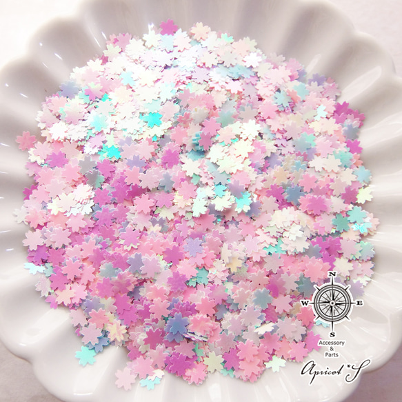 ホログラム ミックス 約5ｇ 【 ★ 桜 / 不透明 】 ネイル レジン 封入素材 カラフル マルチ 植物 春 和風