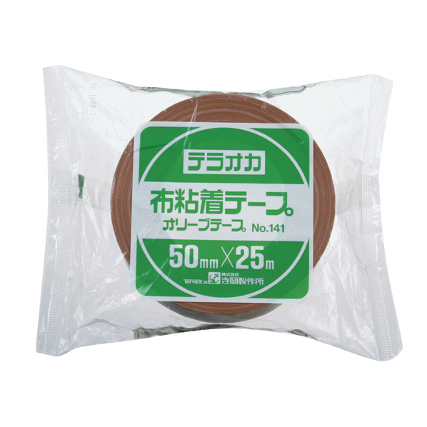 寺岡 布粘着テープ オリーブテープ 50mm×25m 30巻 1箱(30巻) F827335-NO.141