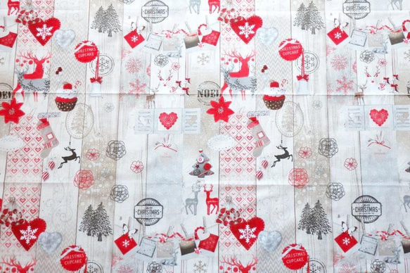 クリスマス！フランス！B&B FABRICS『クリスマス柄　オーナメント』～70cm巾×50㎝ 単位でカット～