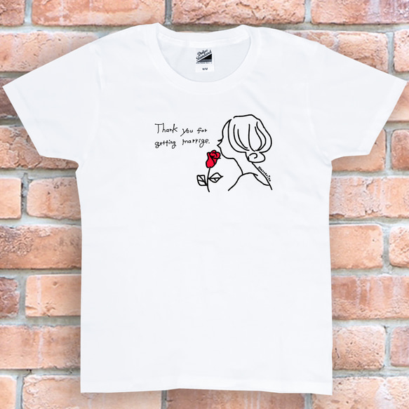 tシャツ レディース バラ シンプル　Ｔシャツ　ペア　カップル　結婚　記念　婚約　入籍　お祝い　おそろい