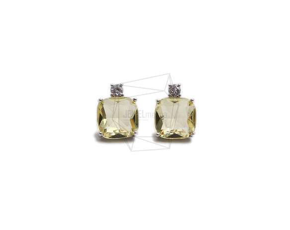 ERG-2300-R【2個入り】スクエアガラスピアス,Square Glass Post Earring