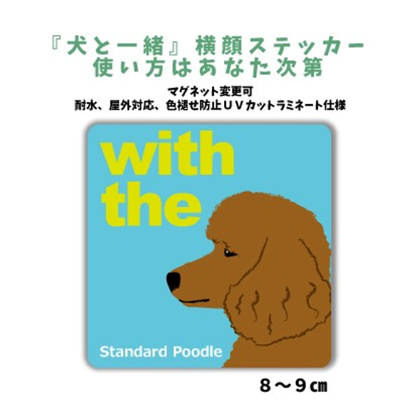 スタンダードプードル スタンプー DOG IN CAR 横顔ステッカー 『犬と一緒』玄関 車 名入れ