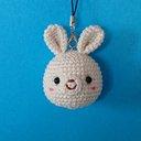 うさぎ　あみぐるみストラップ　Rabbit Face Crochet Keychain