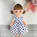 メルちゃん　ソランちゃん　重ね着用ワンピース・半袖トップス・ヘアターバンセット　服　ネイビー　ドット