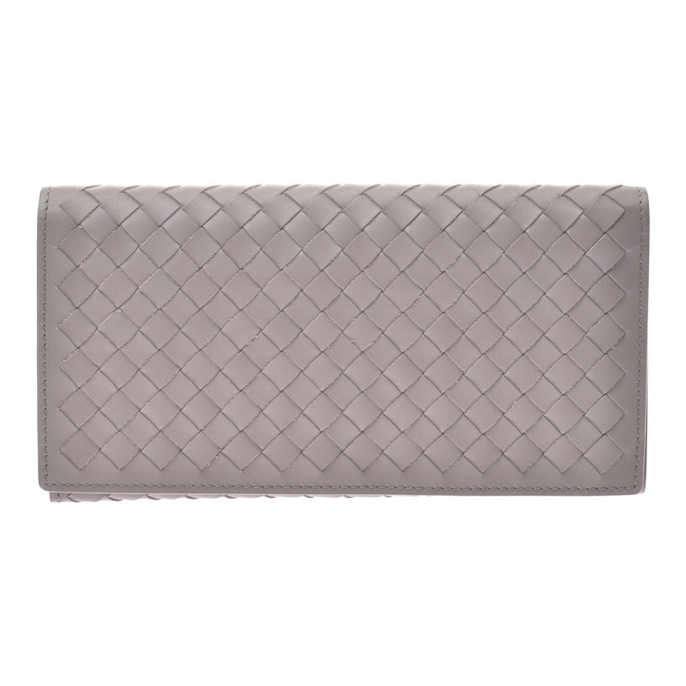 BOTTEGAVENETA ボッテガヴェネタ イントレチャート 二ツ折長財布 グレー系 B06419992L ユニセックス レザー 長財布 Aランク 中古 