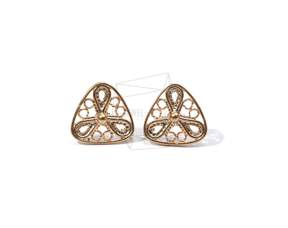 ERG-889-MG【2個入り】トライアングル ピアス,Flower Earrings With Triangular