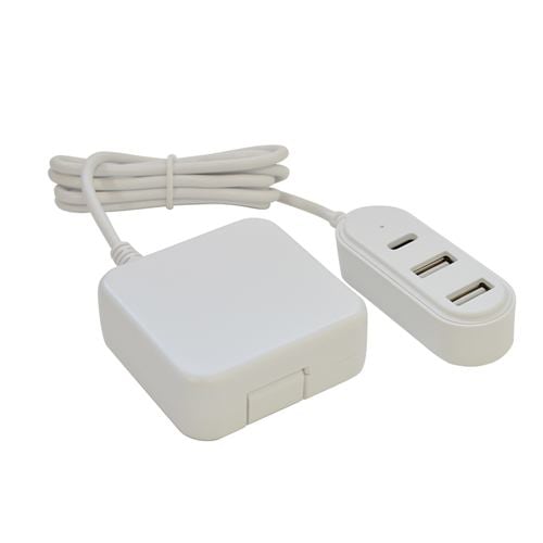 ラスタバナナ R12AC2A1C3A01WH AC充電器 USB-A×2＋USB Type-C×1 3.4A 1.2m ホワイト