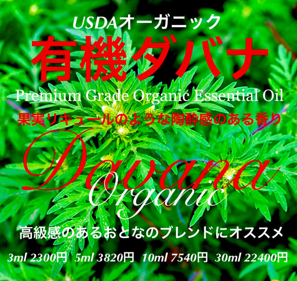 【陶酔感のあるリキュールを思わせる香り】有機ダバナ精油3ml（他容量対応可）