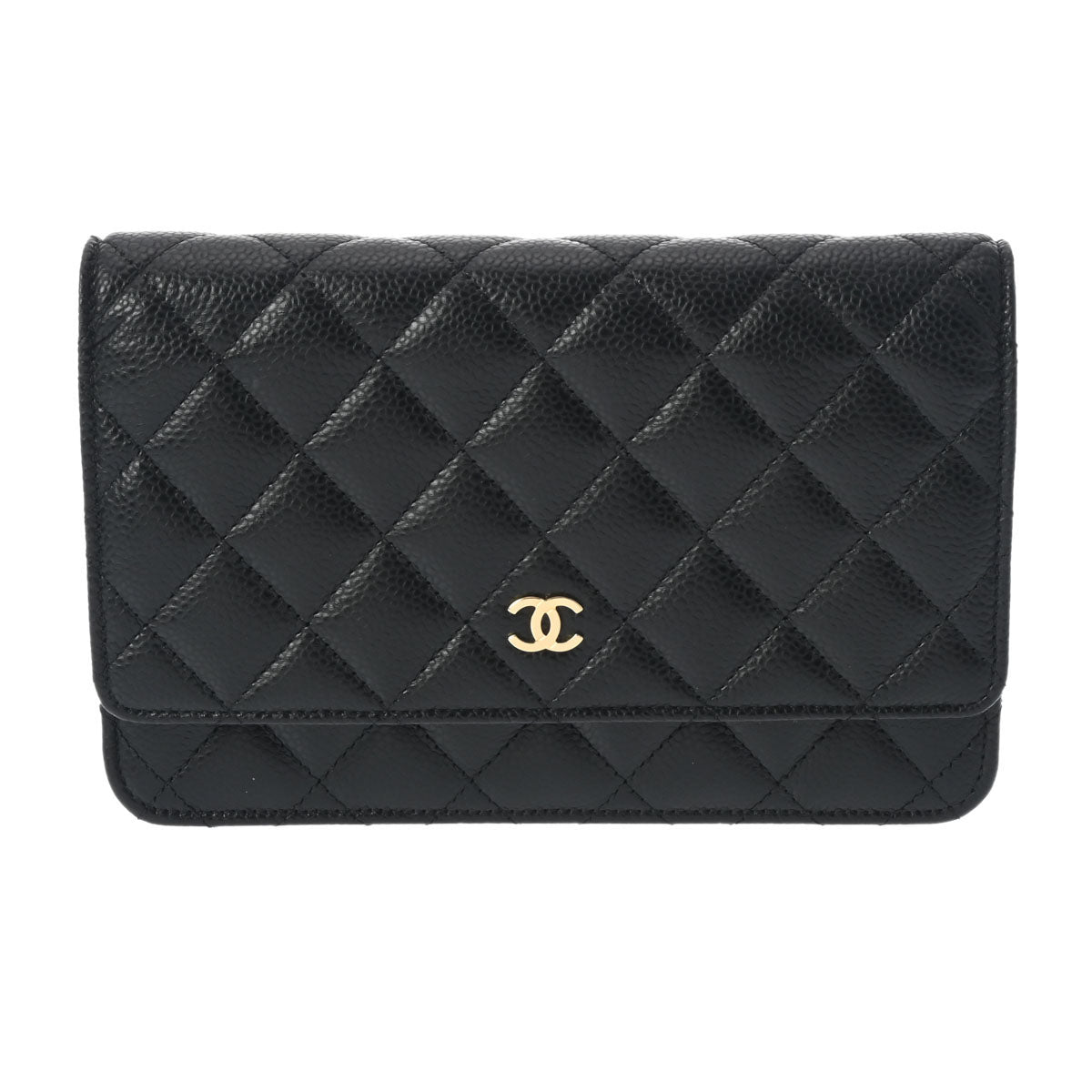 CHANEL シャネル マトラッセ チェーンウォレット 19cm 黒 ゴールド金具 AP0250 レディース キャビアスキン ショルダーバッグ Aランク 中古 