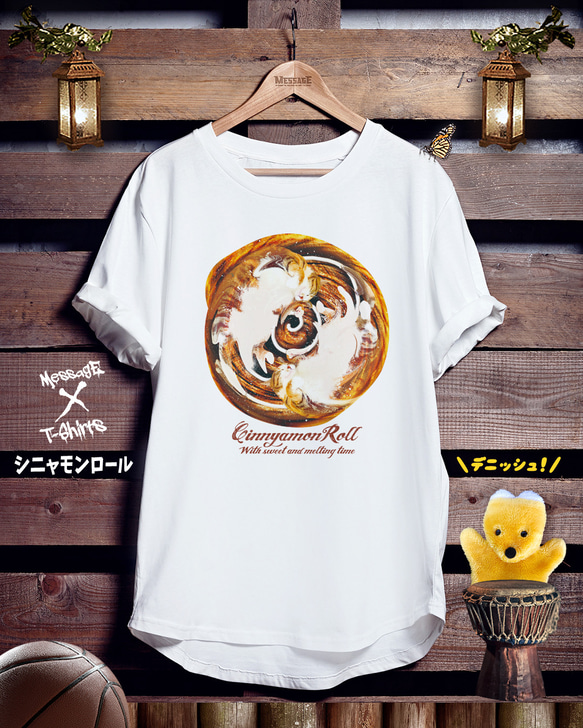 ねこスイーツパンTシャツ「シニャモンロール」