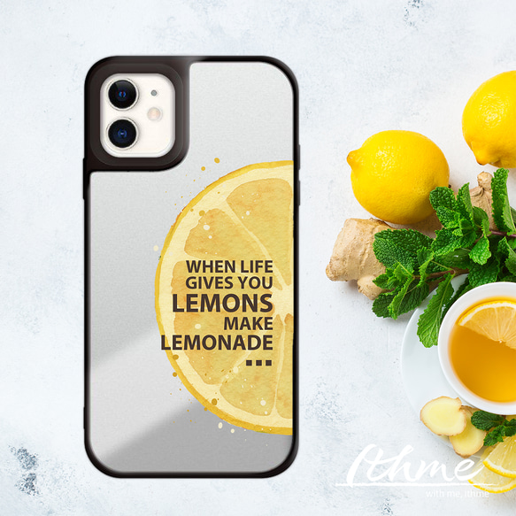 ミラー / lemon ★ 名入れ可【スマホケース・耐衝撃グリップミラーケース iphone カバー・レモン 果物】