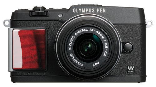 OLYMPUS ミラーレス一眼 PEN E-P5 14-42mm レンズキット(ビューファインダー VF-4セット) プレミアムモデル E-P5 14-42mm LKIT BLK PR【中古品】