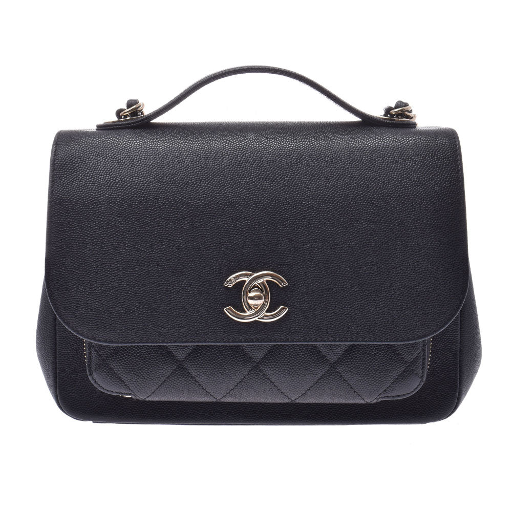 CHANEL シャネルトップハンドルフラップバッグ  黒 ゴールド金具 レディース キャビアスキン ショルダーバッグ A93749  中古