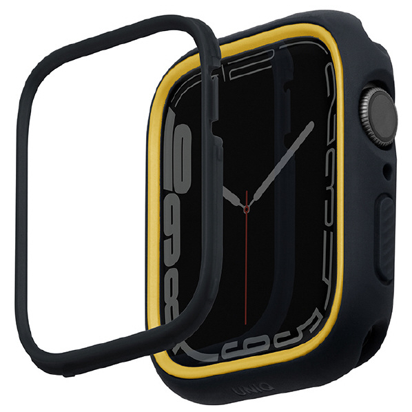 UNIQ Apple Watch 44/45mm用MODUO CASE WITH INTERCHANGEABLE PC BEZEL MIDNIGHT BLACK/MUSTARD UNIQ-45MM-MDBLKMUS