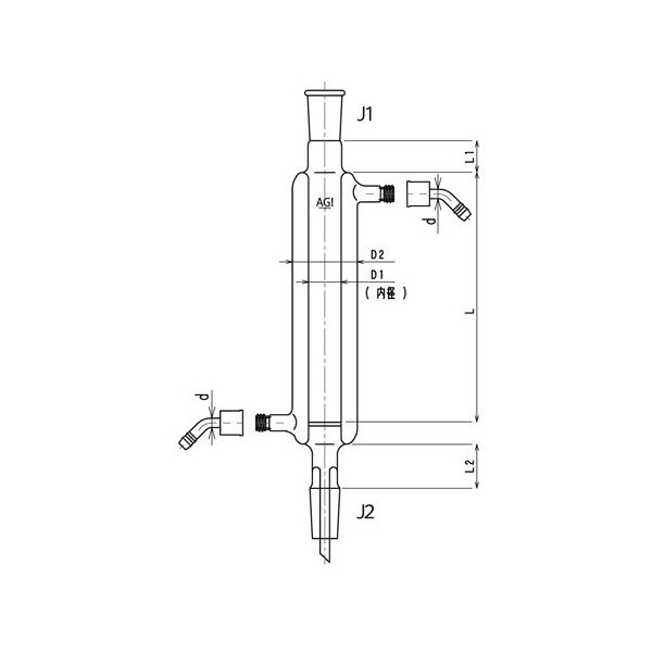 旭製作所 ジョイント付二重管式クロマトカラム(フィルター付) ウォーターコネクター仕様 Φ15L:300 3830-15/300-3L-W 1個（直送品）