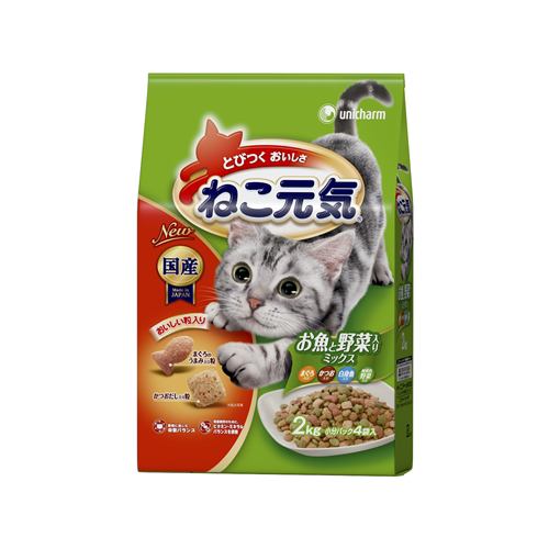 ユニ・チャームねこ元気おいしさバランス全猫用 お魚と野菜入りミックス かつお・白身魚入り２．０ｋｇ