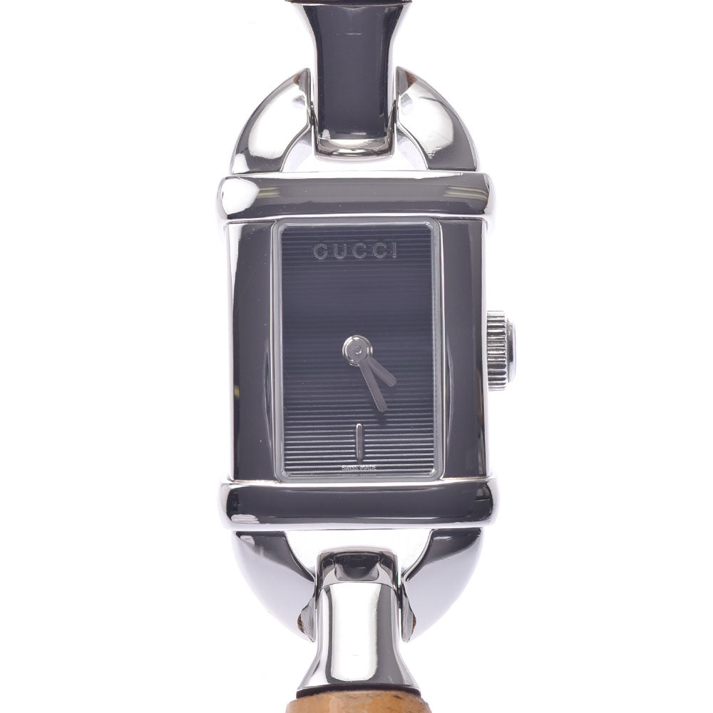 GUCCI グッチ 6800L レディース SS/バンブー 腕時計 クオーツ 黒文字盤 ABランク 中古 