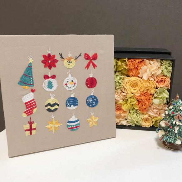 【受注制作】クリスマスファブリックパネル✳︎名入れ無料✳︎刺繍パネル