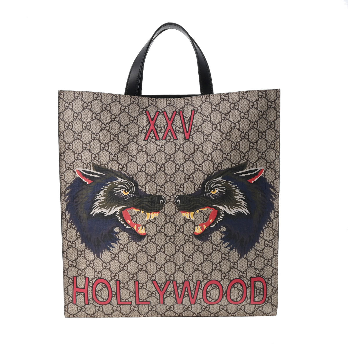 GUCCI グッチ XXV HOLLYWOOD 2WAYトート ベージュ/ブラウン ゴールド金具 450950 メンズ GGスプリームキャンバス レザー トートバッグ Aランク 中古 