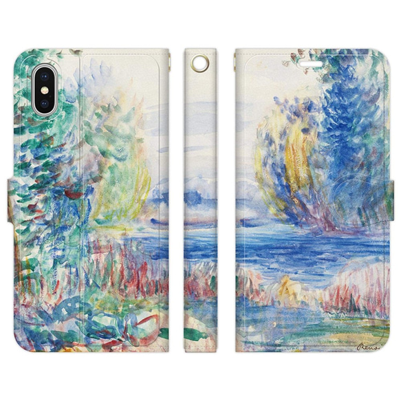 手帳型 スマホケース iPhone 各種対応 名画★ オーギュスト ルノワール  River Landscape