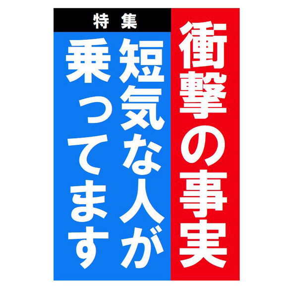 週刊誌 見出し風デザイン 短気な人が乗ってます マグネットステッカー