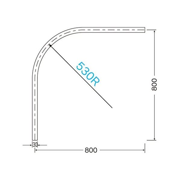 岡田装飾金物 D30カーブレール800×800×530Rmm ステンレス 13L02-SU 1本 62-4996-81（直送品）