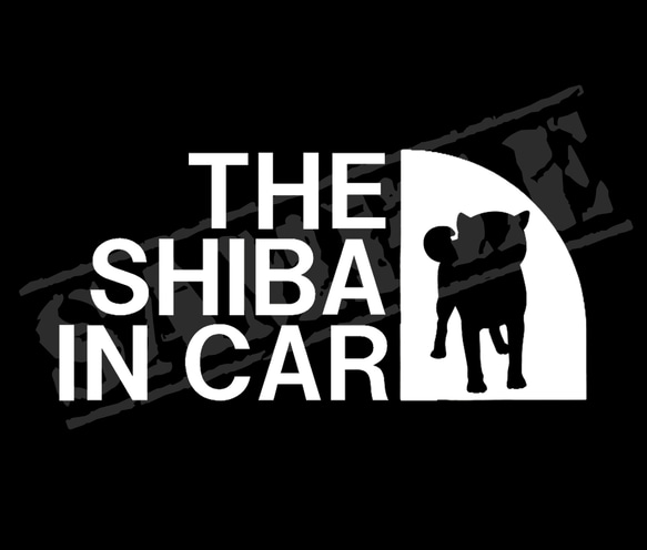 THE SHIBA IN CAR パロディステッカー（柴犬・正面姿） 8cm×17cm