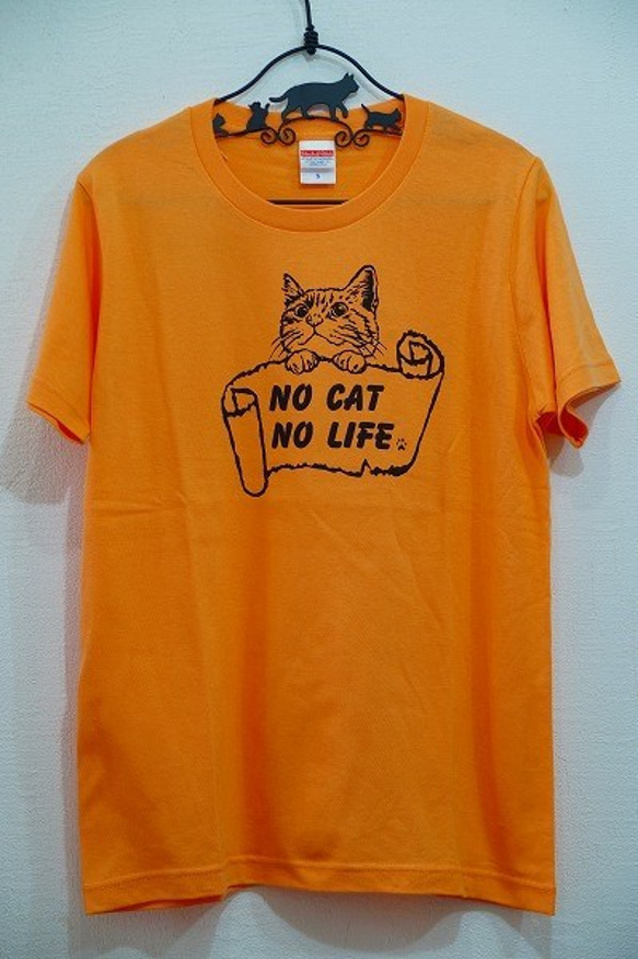 XXL・XXXLサイズ・カスタマイズ半袖Ｔシャツ。トラ猫　ＮＯ　ＣＡＴ、ＮＯ　ＬＩＦＥ！