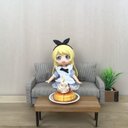 ドール用　ストライプ　ファブリックソファ　ミニチュア家具