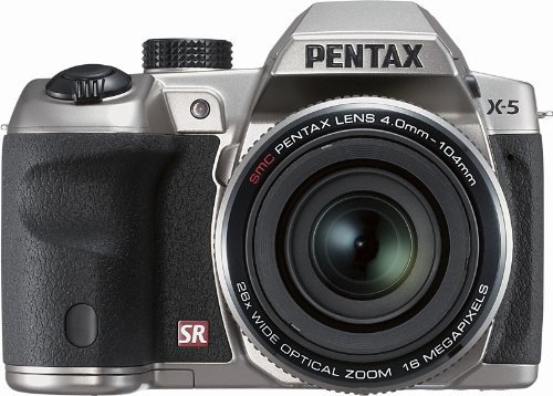 PENTAX X-5 クラシックシルバー 1, 600万画素 超広角-超望遠ズームレンズ 単3型電池仕様 デュアル手ぶれ補正 高速連写 X-5 CLASSIC SILVER 12775【中古品】