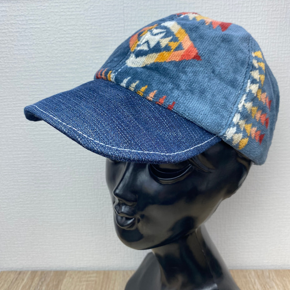 【リメイク】denim&pendletonキャップ C