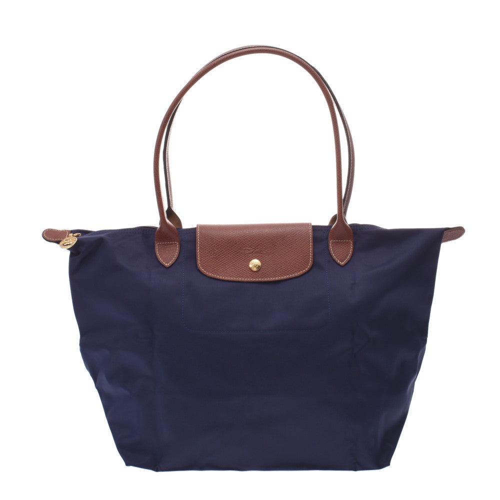 Longchamp ロンシャン ル プリアージュ L ロング ネイビー/茶 ゴールド金具 L1899089556 レディース ナイロン/レザー トートバッグ 新品 