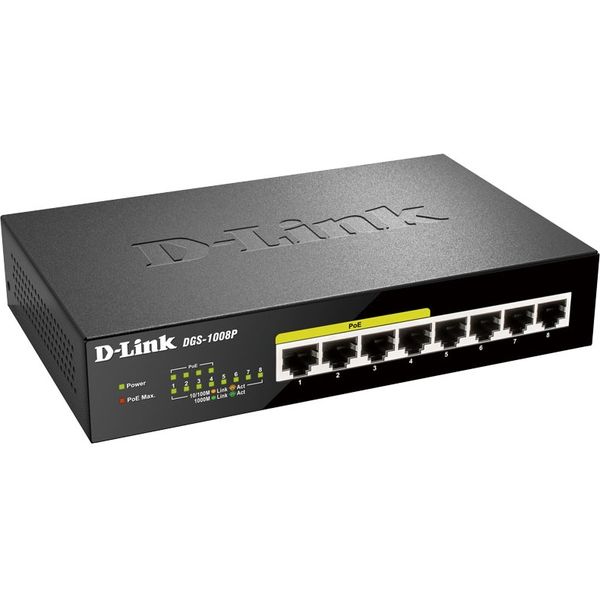 D-Link ８ポート　１０／１００／１０００ＢＡＳＥーＴ（ＰｏＥ＋ポート：１～４）　アンマネージドスイッチ（最大（直送品）