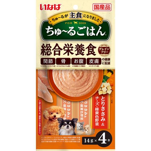 いなばペットフード DS‐245 いなば ちゅーるごはん とりささみ&チーズ・緑黄色野菜 14g×4本