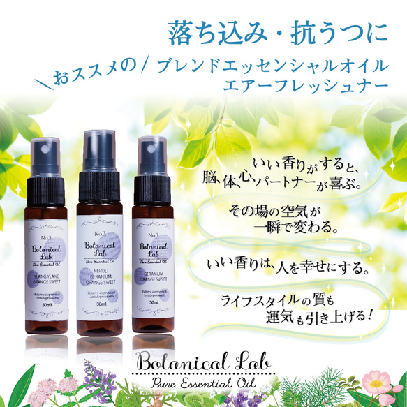 Botanical lab アロマスプレー 3本セット 落ち込み・うつにオススメ　マスクやお部屋にシュッとするだけ