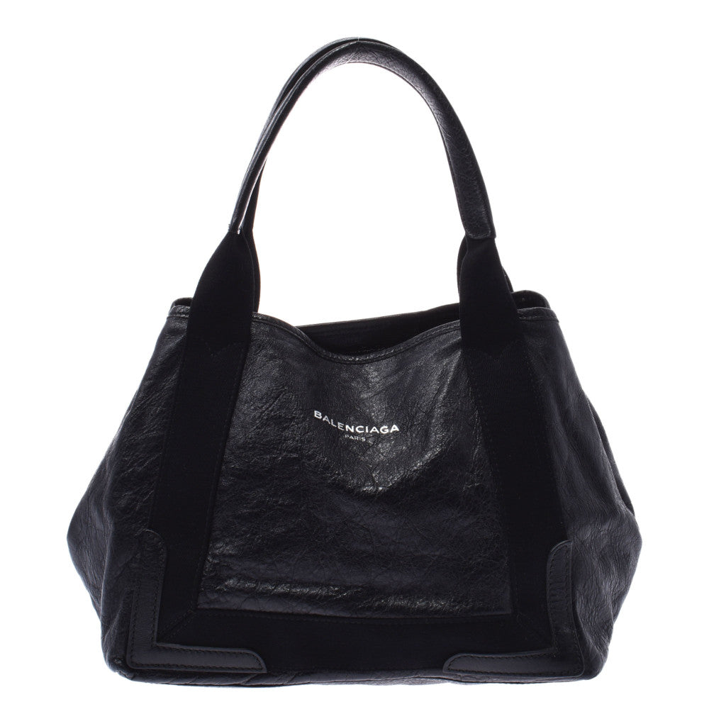 BALENCIAGA バレンシアガ ネイビーカバ S 黒 339933 レディース カーフ ハンドバッグ Aランク 中古 