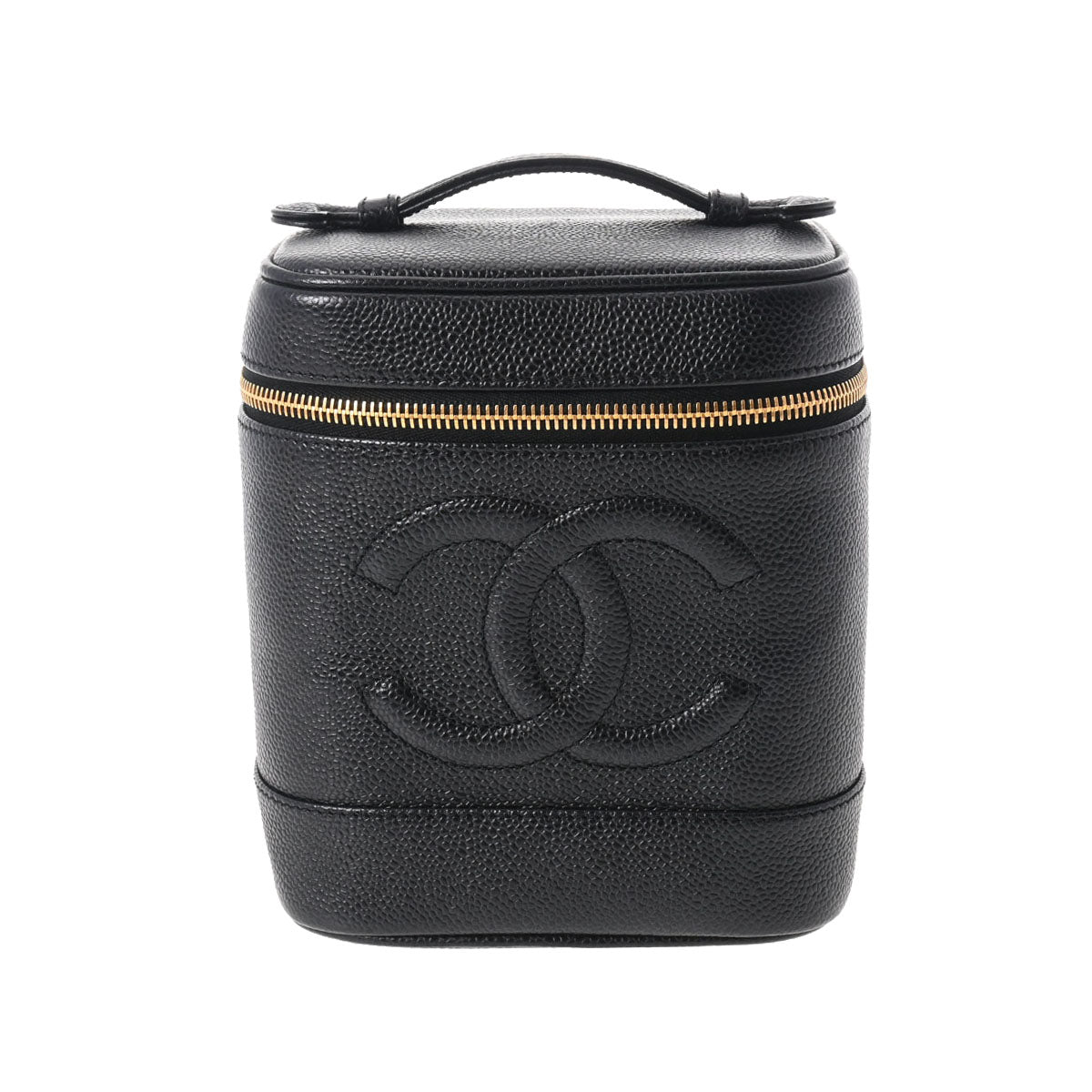 CHANEL シャネル 縦型バニティ 黒 ゴールド金具 レディース キャビアスキン ハンドバッグ Aランク 中古 