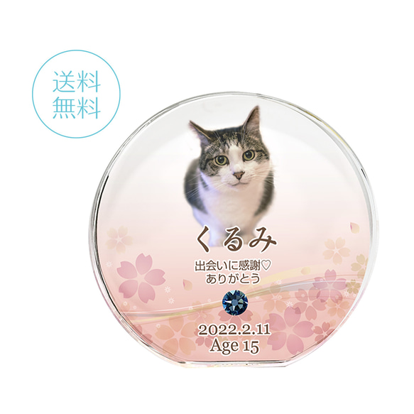 【送料無料】クリスタル　ペット位牌／華　カラー　ペット仏具 　ペット　位牌　供養　犬　猫　可愛い　おしゃれ　人気　遺影