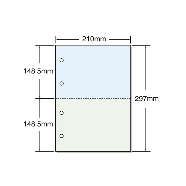 マルチプリンタ帳票 A4 カラー 2面 4穴 500枚 1冊 F846966-53007