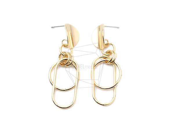 ERG-1554-G【2個入り】マルチリンクサークルピアス  ,Multi Linked Circles Earring