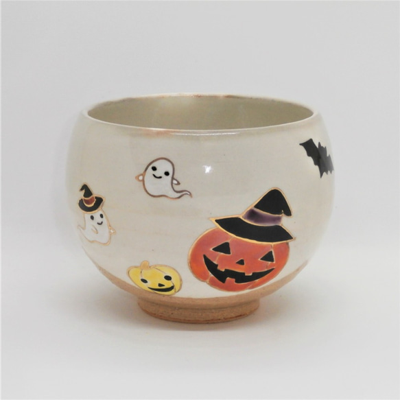 ほっこり碗「ハロウィン・かぼちゃ」京焼・清水　京都　伝統工芸品　京焼　清水焼　カボチャ　オバケ　黒ねこ　クロネコ　蝙蝠