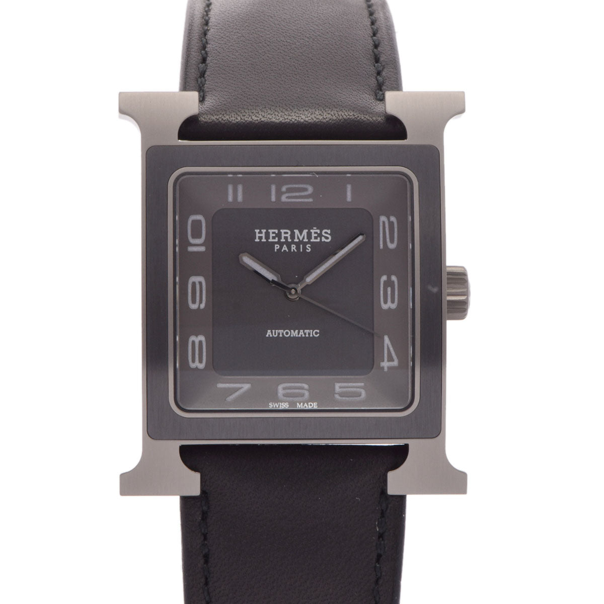 HERMES エルメス Hウォッチ HH5.841 メンズ チタン/革 腕時計 自動巻き グレー文字盤 新品 