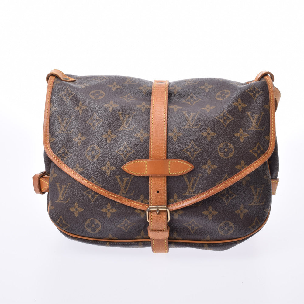 LOUIS VUITTON ルイヴィトン モノグラム ソミュール30 ブラウン M42256 ユニセックス モノグラムキャンバス レザー ショルダーバッグ Bランク 中古 