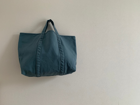 【A4対応】帆布　BASIC TOTE ( M ) くすみブルー