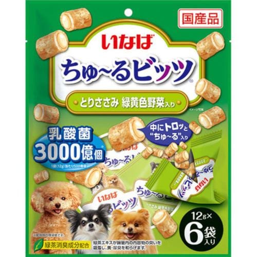 いなばペットフード ちゅーるビッツ とりささみ 緑黄色野菜入り 12g×6袋