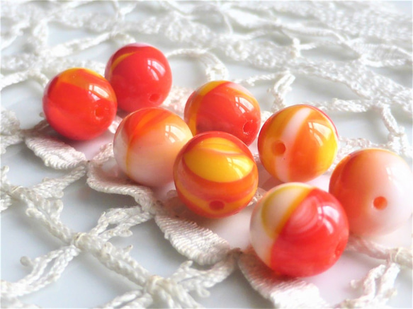 甘酸っぱい味　チェコビーズCzech Glass Beads６個