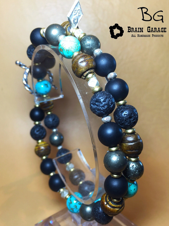 【BG】Natural stone & Buffalo horn bracelet〈BG16B0028〉ブレスレット